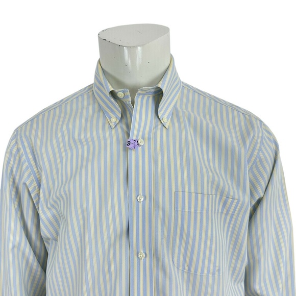 Brooks Brothers Blue Striped Dress Shirt Men 16-34 - Picture 4 of 8